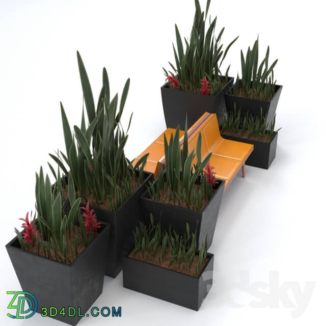 Other architectural elements - Architectural outdoor bench and plant