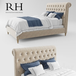 Bed - RH Chesterfield Fabric Sleigh Bed 