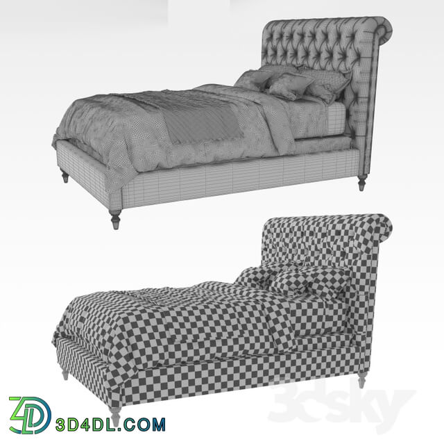 Bed - RH Chesterfield Fabric Sleigh Bed