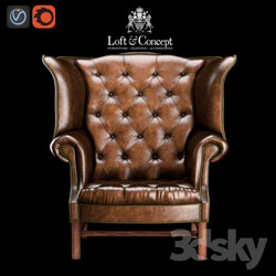 Arm chair - CHESTERFIELD HIGH BACK WING CHAIR 