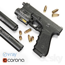 Weaponry - Pistol Glock 17 Gen4 _ Flashlight with laser pointer 
