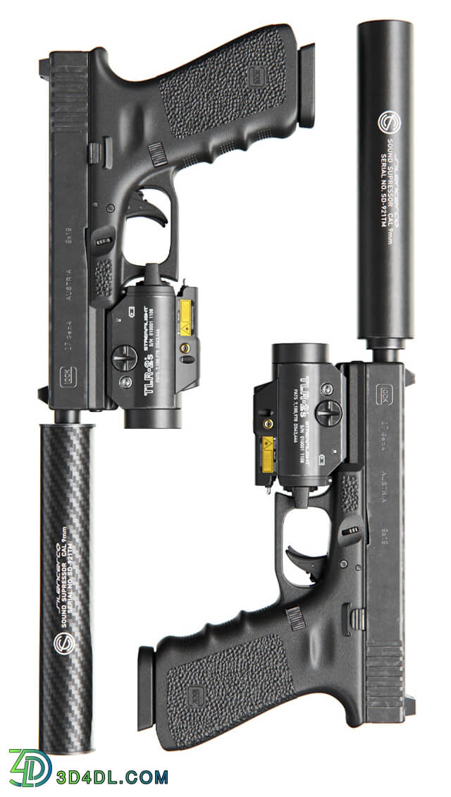 Weaponry - Pistol Glock 17 Gen4 _ Flashlight with laser pointer