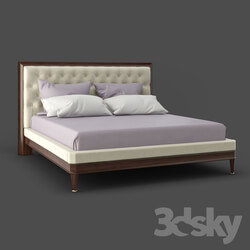 Bed - OM Bed Fratelli Barri MESTRE in the finish of mahogany veneer _Mahogany C__ fabric creamy velor _Anyzo-02__ FB.BD.MES.131 