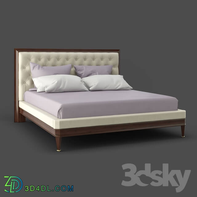 Bed - OM Bed Fratelli Barri MESTRE in the finish of mahogany veneer _Mahogany C__ fabric creamy velor _Anyzo-02__ FB.BD.MES.131