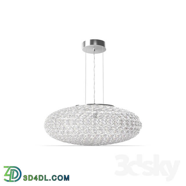 Ceiling light - 95287 Suspension CLEMENTE_ 3х60W _E27__ Ø540_ steel_ chrome _ crystal_ transparent