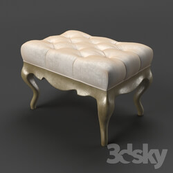 Other soft seating - OM Poof Fratelli Barri VENEZIA in fabric light beige velor _R6012A-40__ silver leaf finish_ FB.ST.VZ.85 