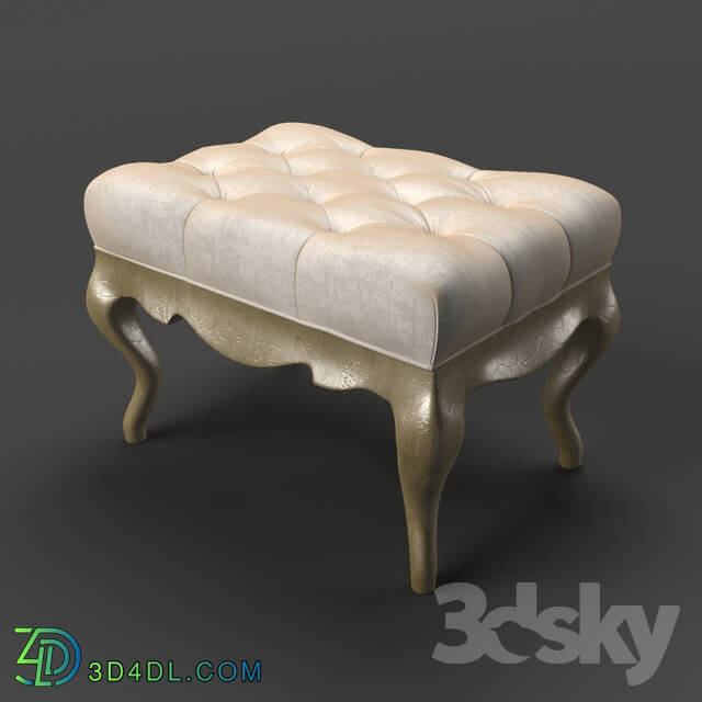 Other soft seating - OM Poof Fratelli Barri VENEZIA in fabric light beige velor _R6012A-40__ silver leaf finish_ FB.ST.VZ.85