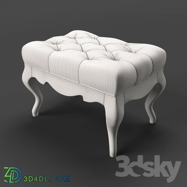 Other soft seating - OM Poof Fratelli Barri VENEZIA in fabric light beige velor _R6012A-40__ silver leaf finish_ FB.ST.VZ.85