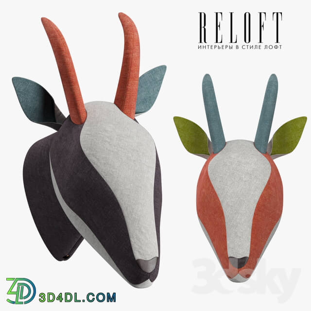 Miscellaneous - Decorative gazelle head in bright fabric SOFTHEADS