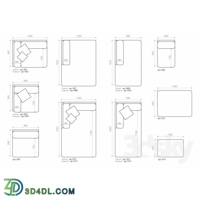 Sofa - Corner sofa module CASE 940x940 _art.905_