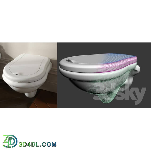 Toilet and Bidet - Kerasan Retro Wall hung wc Vaso sospeso Cod 1015