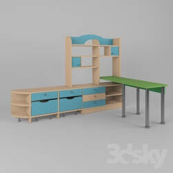 Full furniture set - children_s table with shelves 