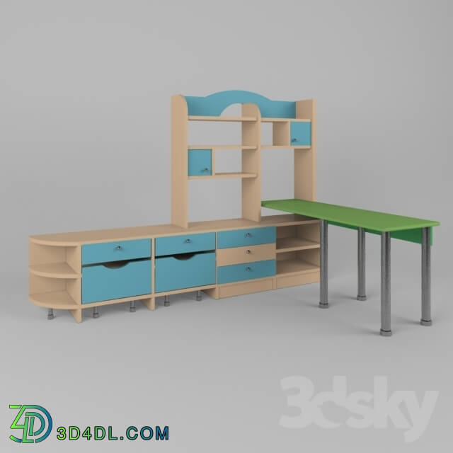 Full furniture set - children_s table with shelves