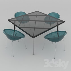 Table _ Chair - Table set of Italian design_ consisting of a table Calligaris Frame and chairs Calligaris Bloom 