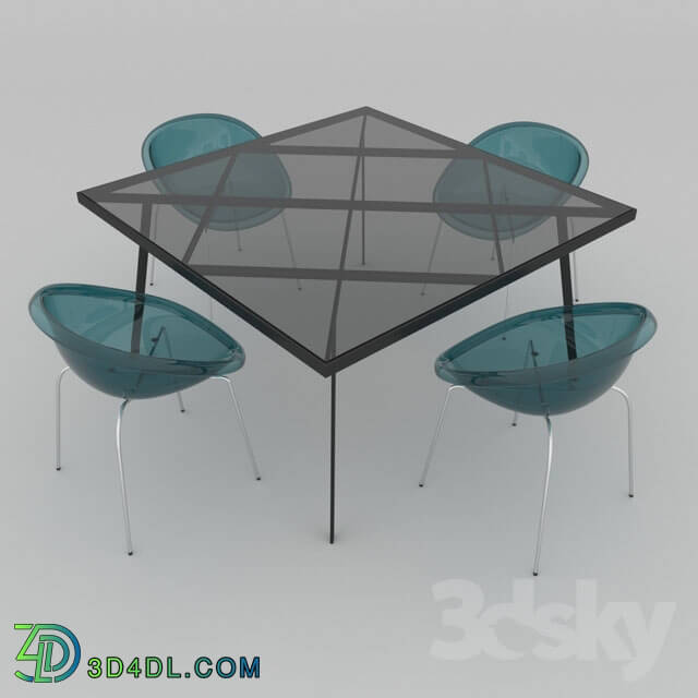 Table _ Chair - Table set of Italian design_ consisting of a table Calligaris Frame and chairs Calligaris Bloom