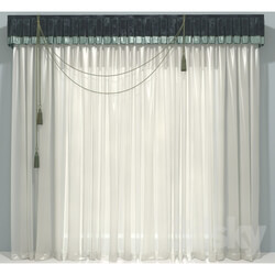 Curtain - Pelmet with tassels and tulle 