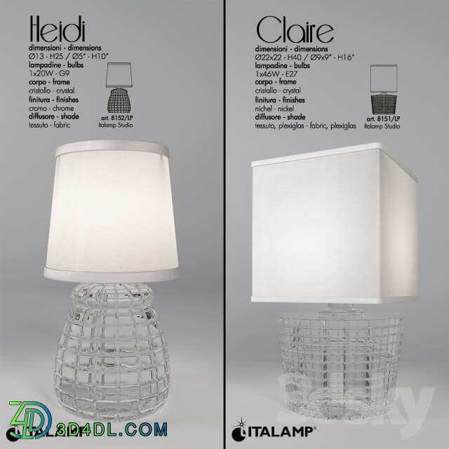 Table lamp - italamp 8152 lp heidi_ 8151 lp claire