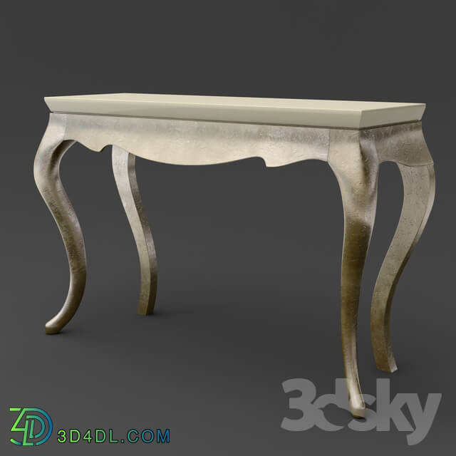 Table - OM Console Fratelli Barri VENEZIA in pearl cream lacquer finish_ legs and base in silver leaf finish_ FB.CS.VZ.62