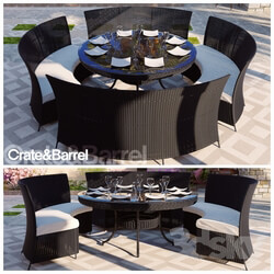 Table _ Chair - RATTAN DINING TABLE SET 