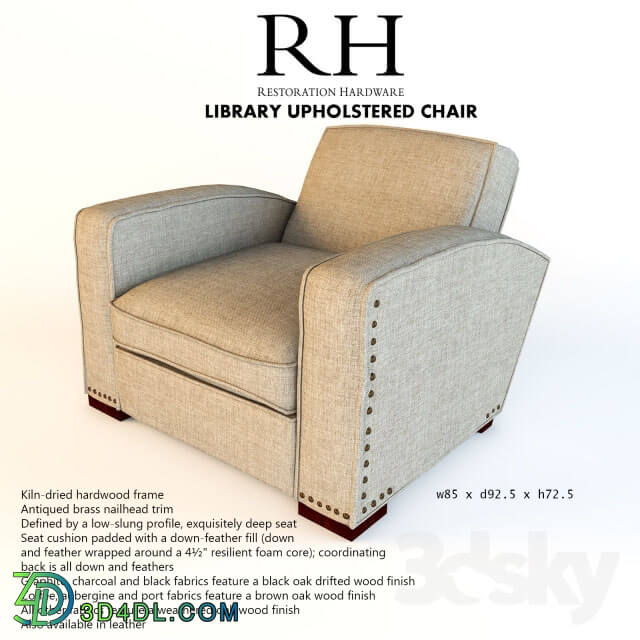 Arm chair - RH LIBRARY UPHOLSTERED CHAIR