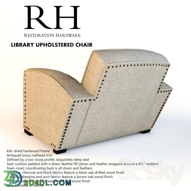 Arm chair - RH LIBRARY UPHOLSTERED CHAIR