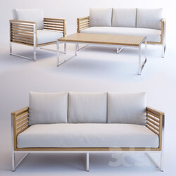 Other soft seating - Renava Minorca Outdoor Teak White Sofa Set 