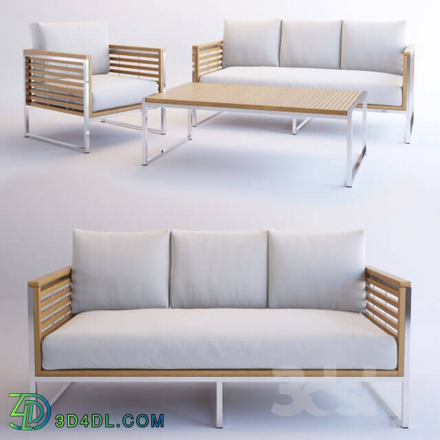 Other soft seating - Renava Minorca Outdoor Teak White Sofa Set