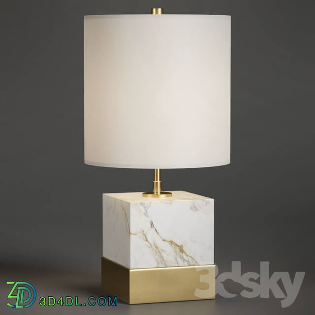 Table lamp - Rockport Marble and Brass Square Accent Table Lamp