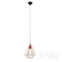 Ceiling light - 94193 Suspension TARBES_ 1x60W _E27__ Ø175_ steel_ plastic_ copper_ black cable 