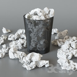 Other decorative objects - A trash can with papers 