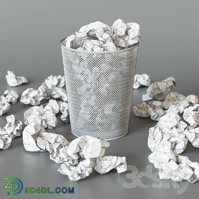 Other decorative objects - A trash can with papers
