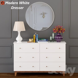 Sideboard _ Chest of drawer - Modern White Dresser 