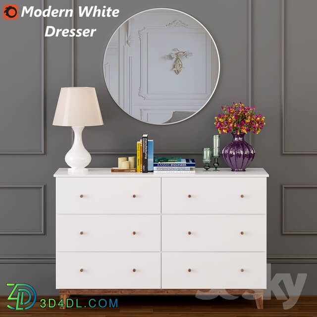 Sideboard _ Chest of drawer - Modern White Dresser