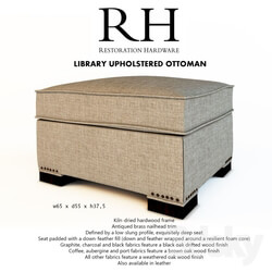 Other soft seating - RH LIBRARY UPHOLSTERED OTTOMAN 