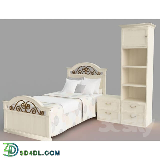 Bed - Baby bed_ bedside-table and cupboard