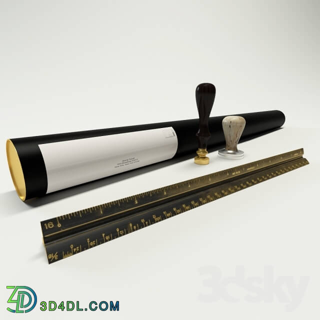 Other decorative objects - Ruler_ Stamps_ Drawing Tube