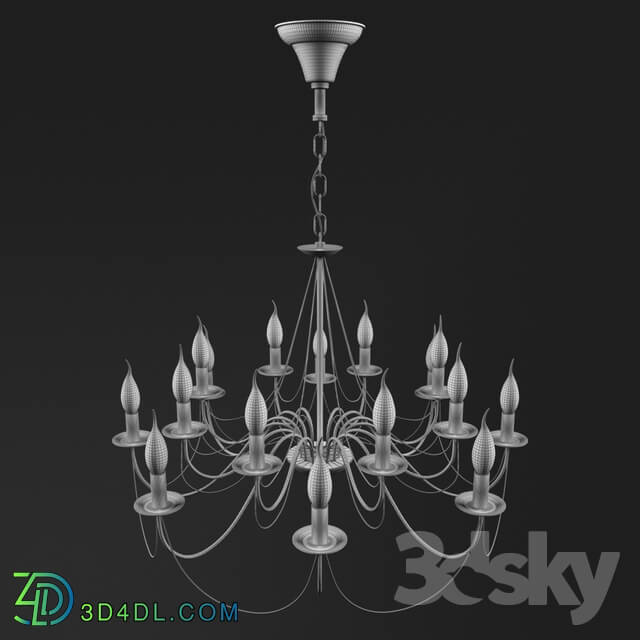 Ceiling light - Chandelier with 16 lamps by Petrookhin