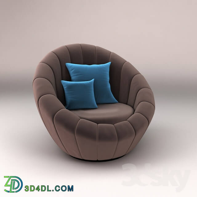 Arm chair - Rounded Armchair With Coffee Table