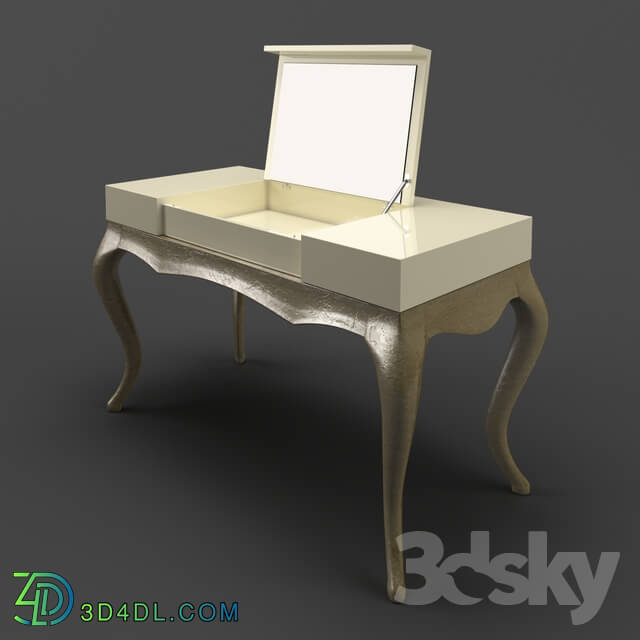 Table - OM Dressing table Fratelli Barri VENEZIA in pearl cream lacquer finish_ legs and base in silver leaf finish_ FB.LDT.VZ.77