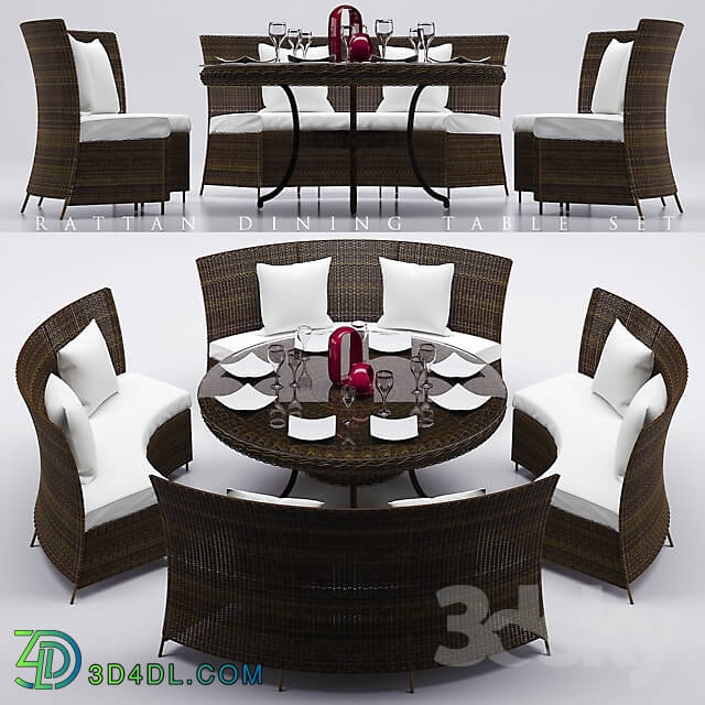 Table _ Chair - RATTAN DINING TABLE SET 2