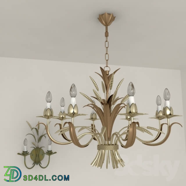 Ceiling light - Chandelier and wall brackets