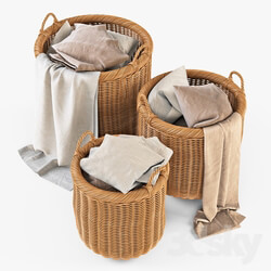 Other decorative objects - Basket with linen 007 _ Natural color 