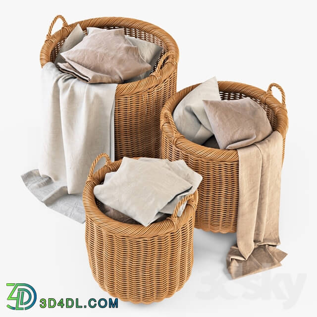 Other decorative objects - Basket with linen 007 _ Natural color