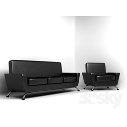 Sofa - leather sofa and armchair 