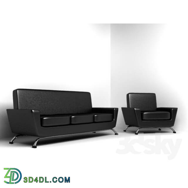 Sofa - leather sofa and armchair