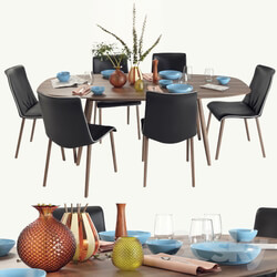 Table _ Chair - Walter Knoll Moualla Table and Liz Wood chair dining set _vray GGX_ 