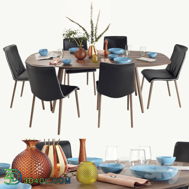 Table _ Chair - Walter Knoll Moualla Table and Liz Wood chair dining set _vray GGX_