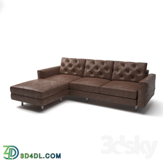 Sofa - Brown leather L-shaped Sofa