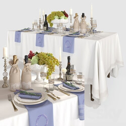 Tableware - Table setting with lavender and fruit. 