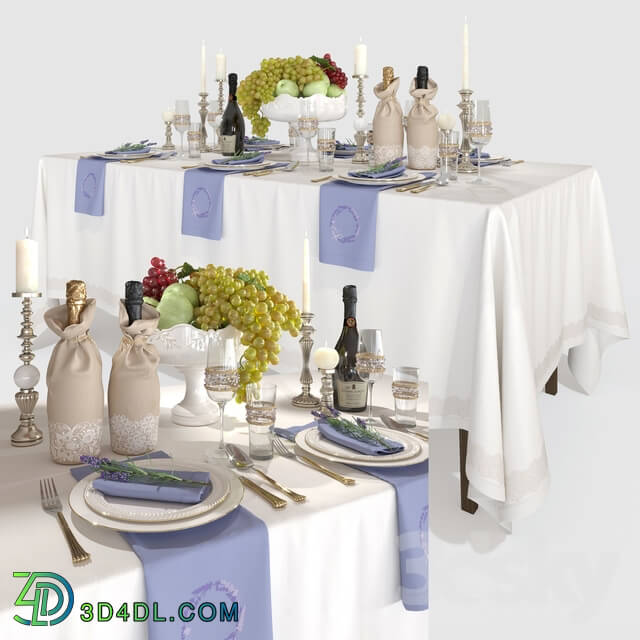 Tableware - Table setting with lavender and fruit.
